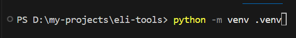 Code snippet in terminal 'python -m venv .venv'